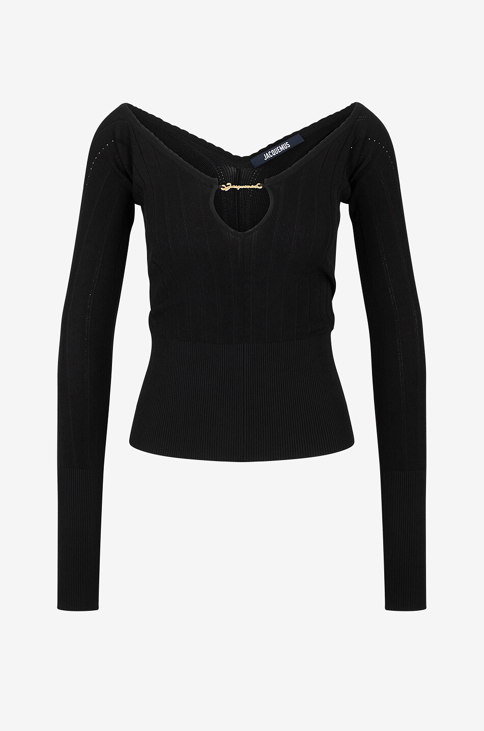 JACQUEMUS Pull à col V finement côtelé Le haut Pralu Femme NOIR 1