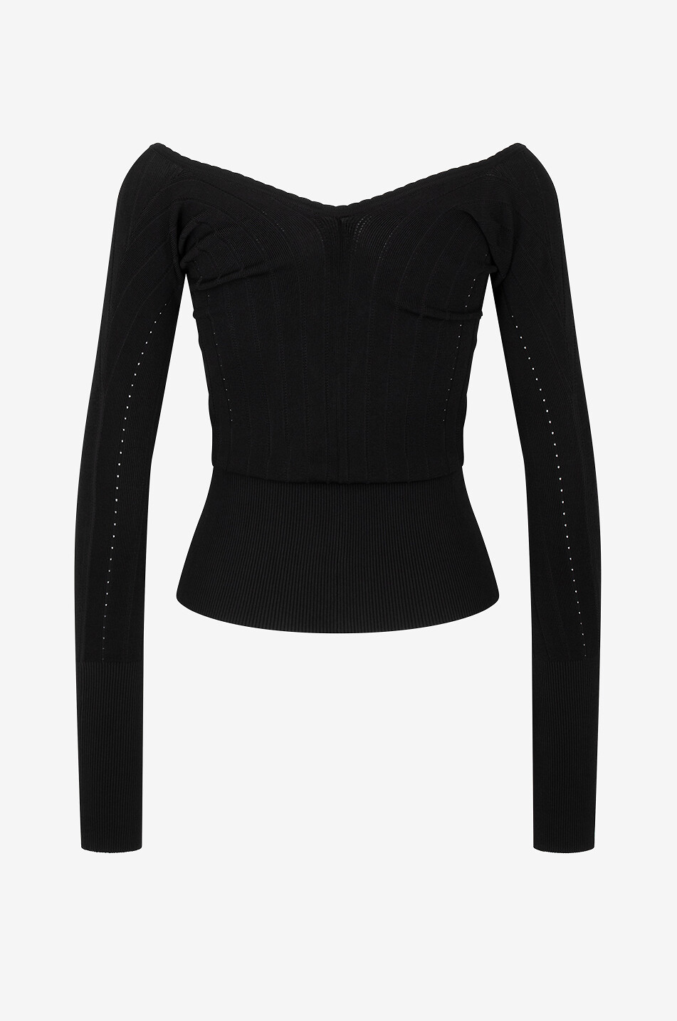 JACQUEMUS Pull à col V finement côtelé Le haut Pralu Femme NOIR 2