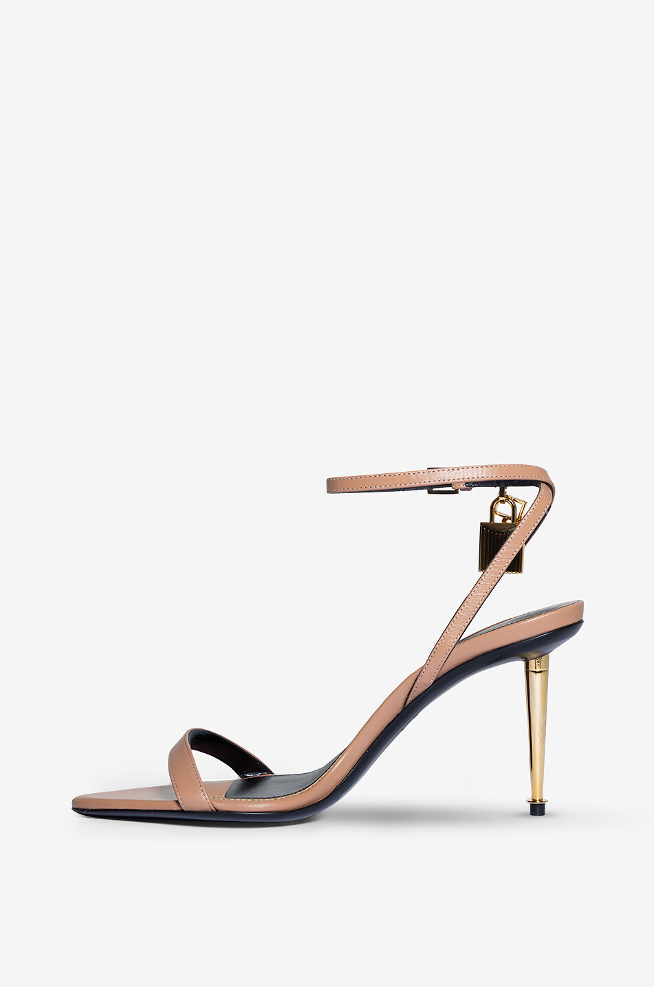 TOM FORD Glattledersandalen mit Absatz Padlock Naked 85 Damen GOLDEN 3