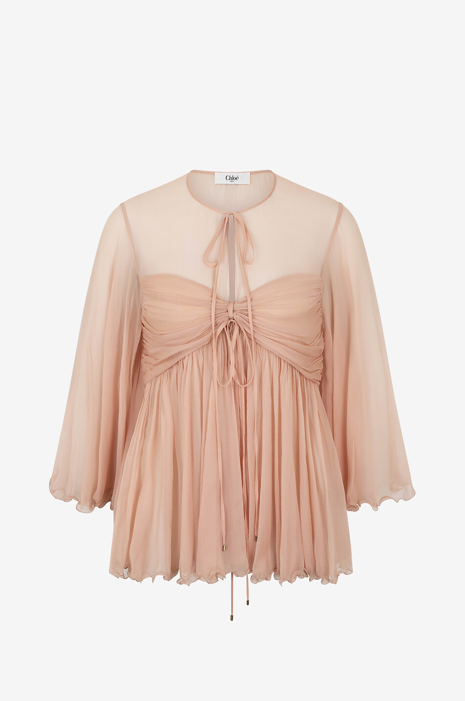 Top plissé en mousseline de soie