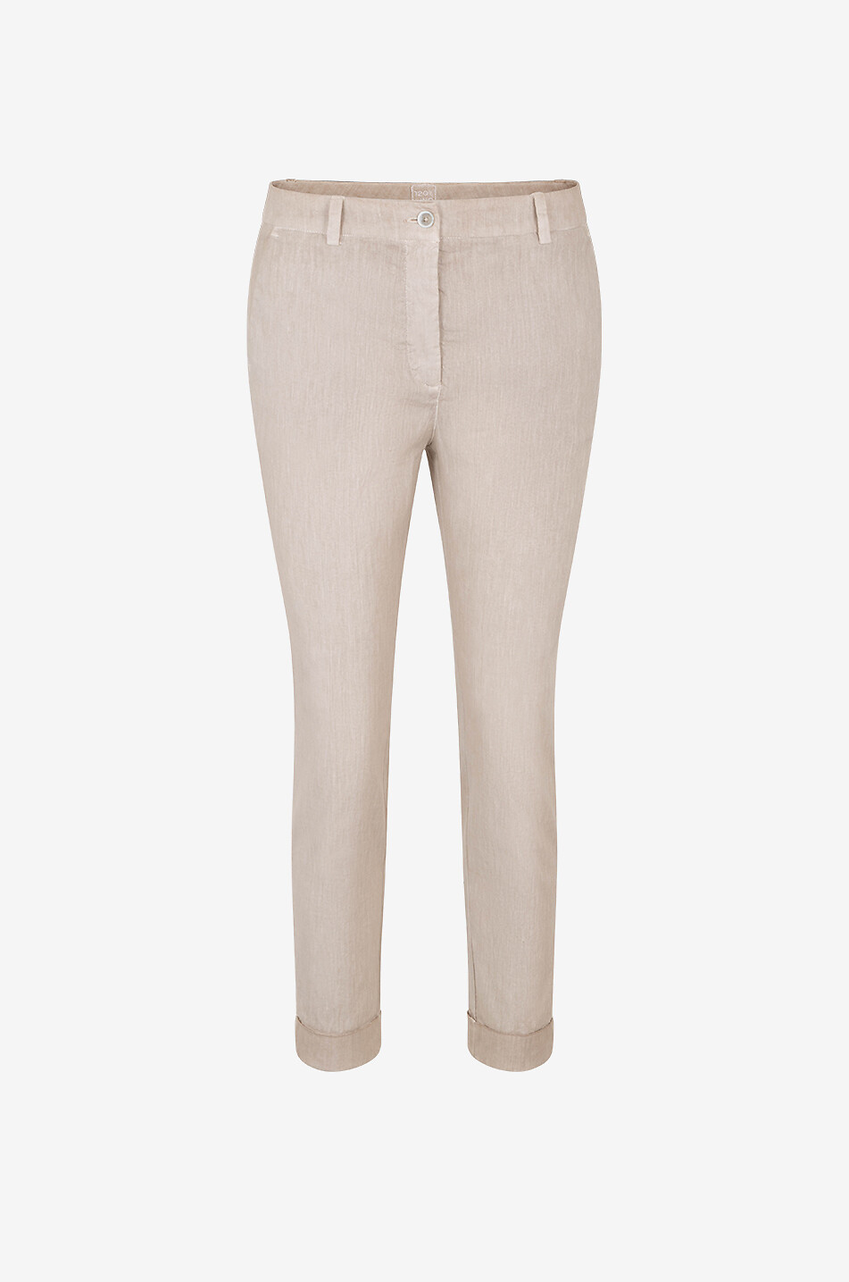 120% LINO Pantalon slim en lin et coton Femme Beige clair 1