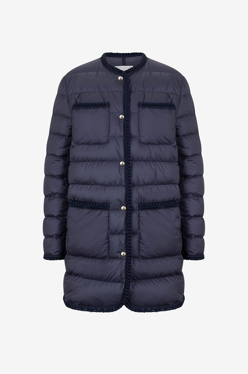 MONCLER Gencay long down jacket with braids Women DARK BLUE 1