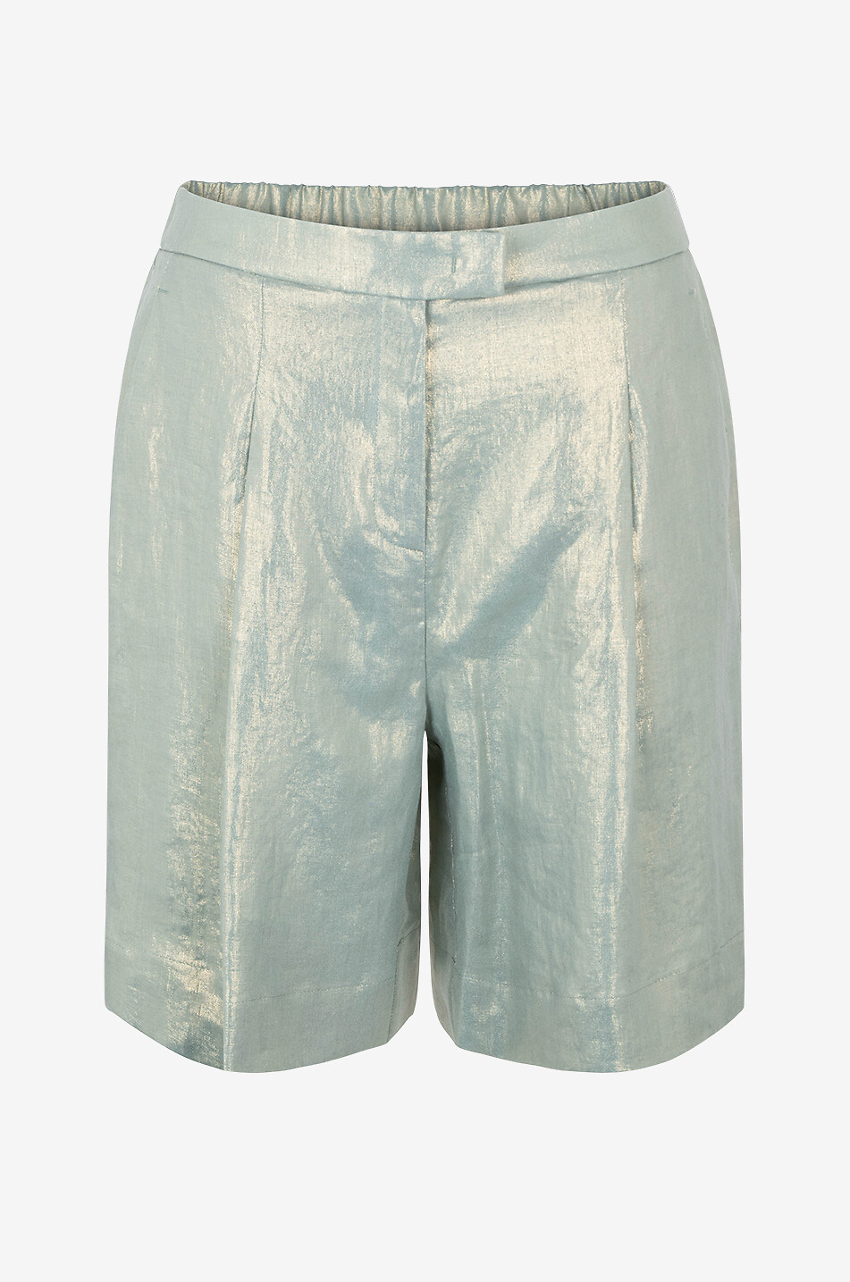 PANICALE Bermuda en lin chatoyant Femme VERT MOYEN 1