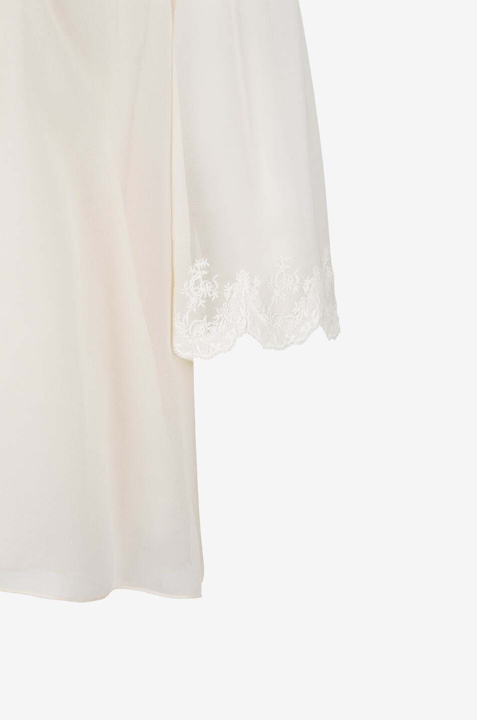 CHLOE Top en georgette à manches courtes brodées Femme BLANC 3