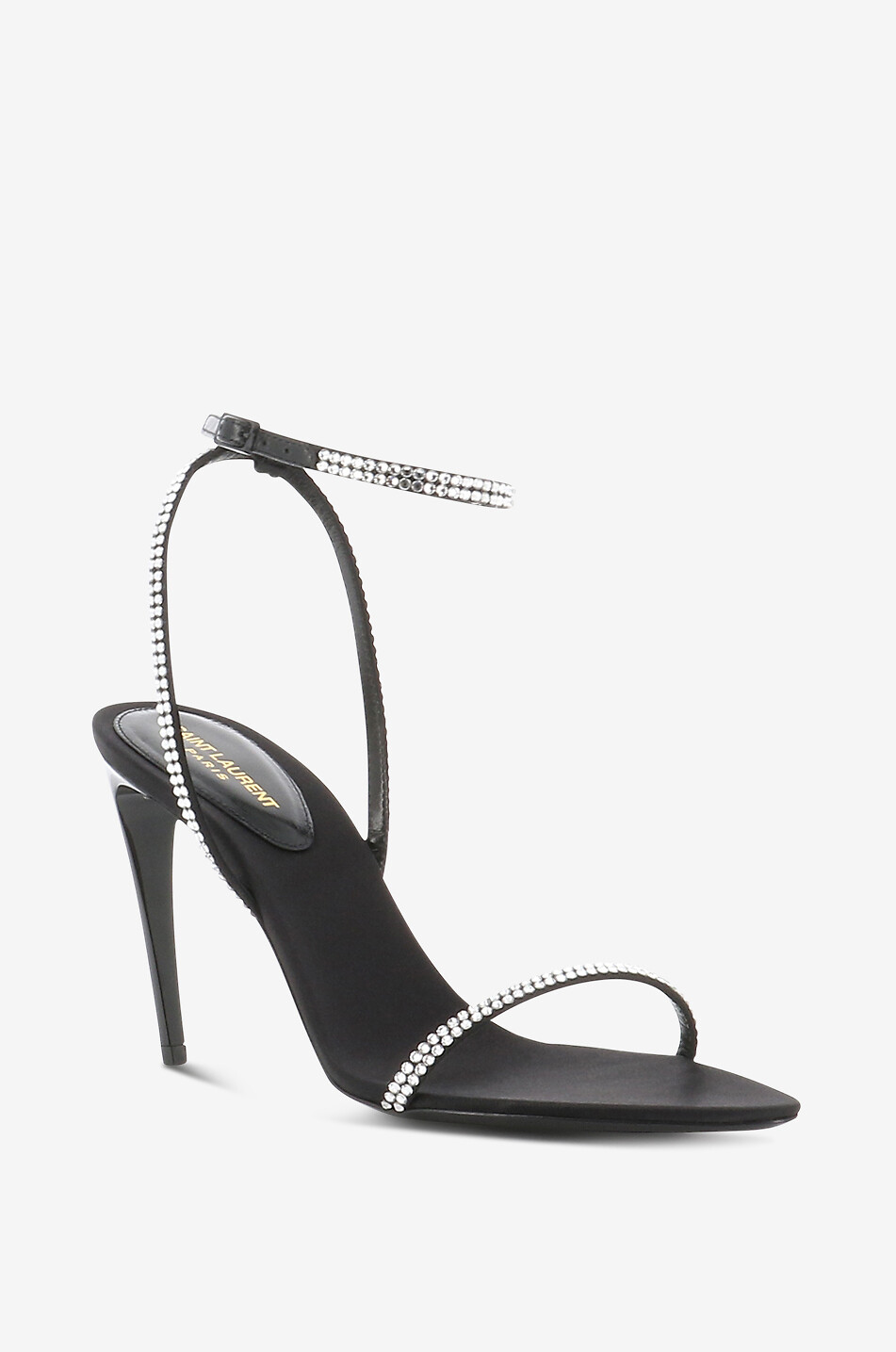 SAINT LAURENT PARIS Absatzsandalen aus Satin und Strass Georgia 90 Damen SCHWARZ 1
