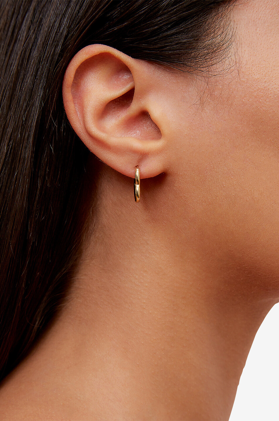 YVONNE LEON Mini Coeur single yellow gold hoop earring Women GOLDEN 4