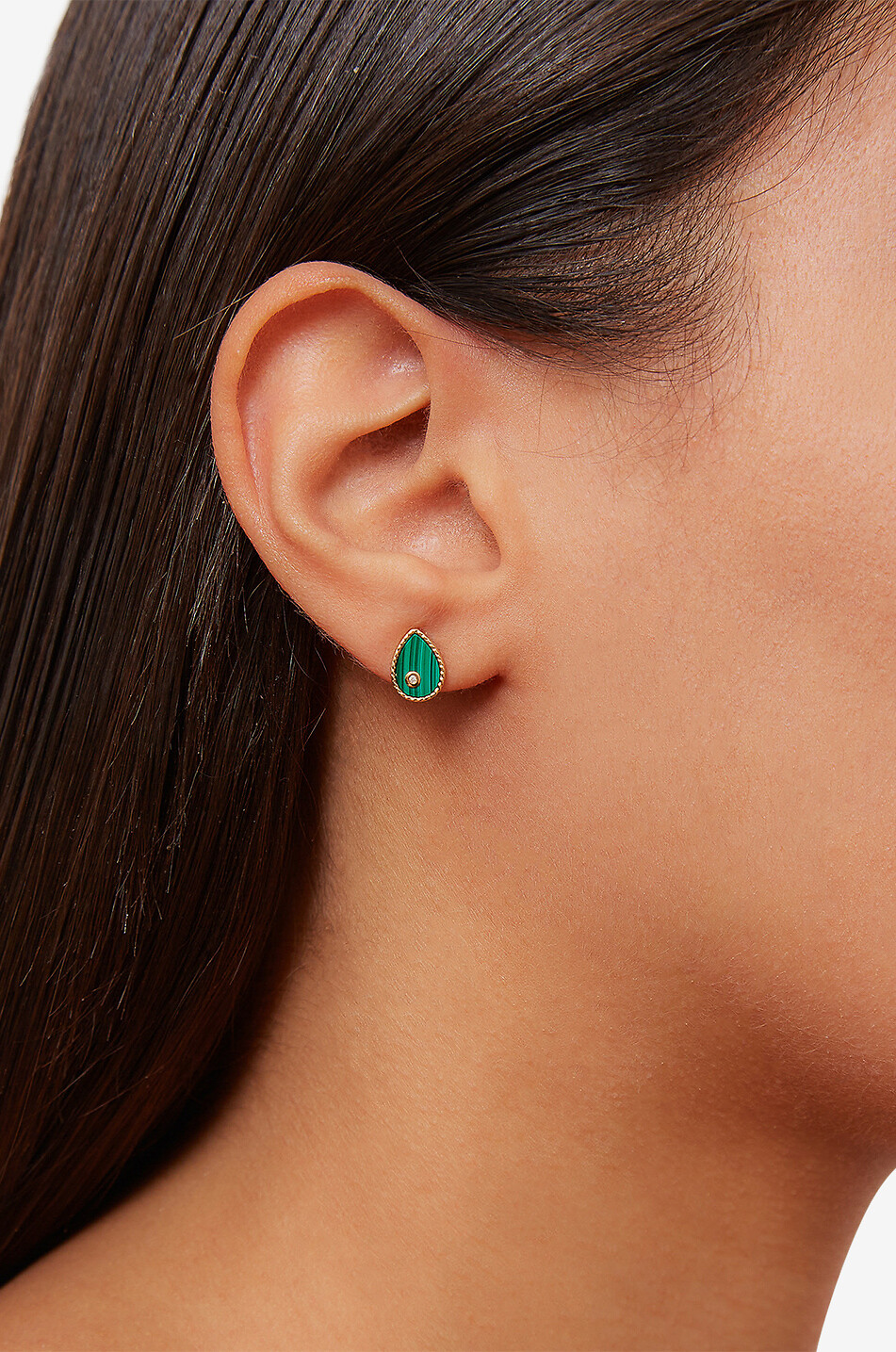 YVONNE LEON Baby Poire yellow gold and diamond earstuds Women GREEN 2