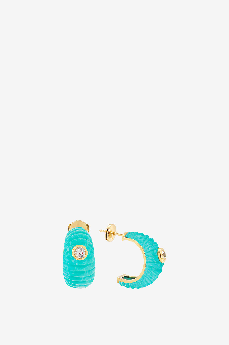 YVONNE LEON Berlingot GM turquoise and yellow gold earrings Women BLUE 2