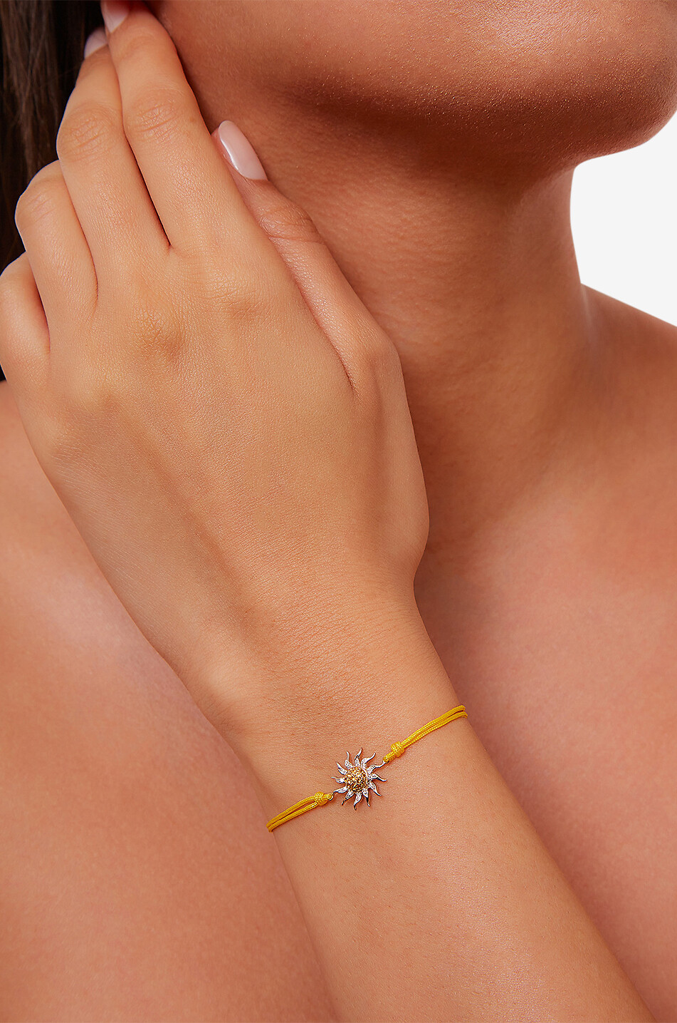 YVONNE LEON Soleil 2 Ors Fil cord bracelet with gold and diamond Women YELLOW 3