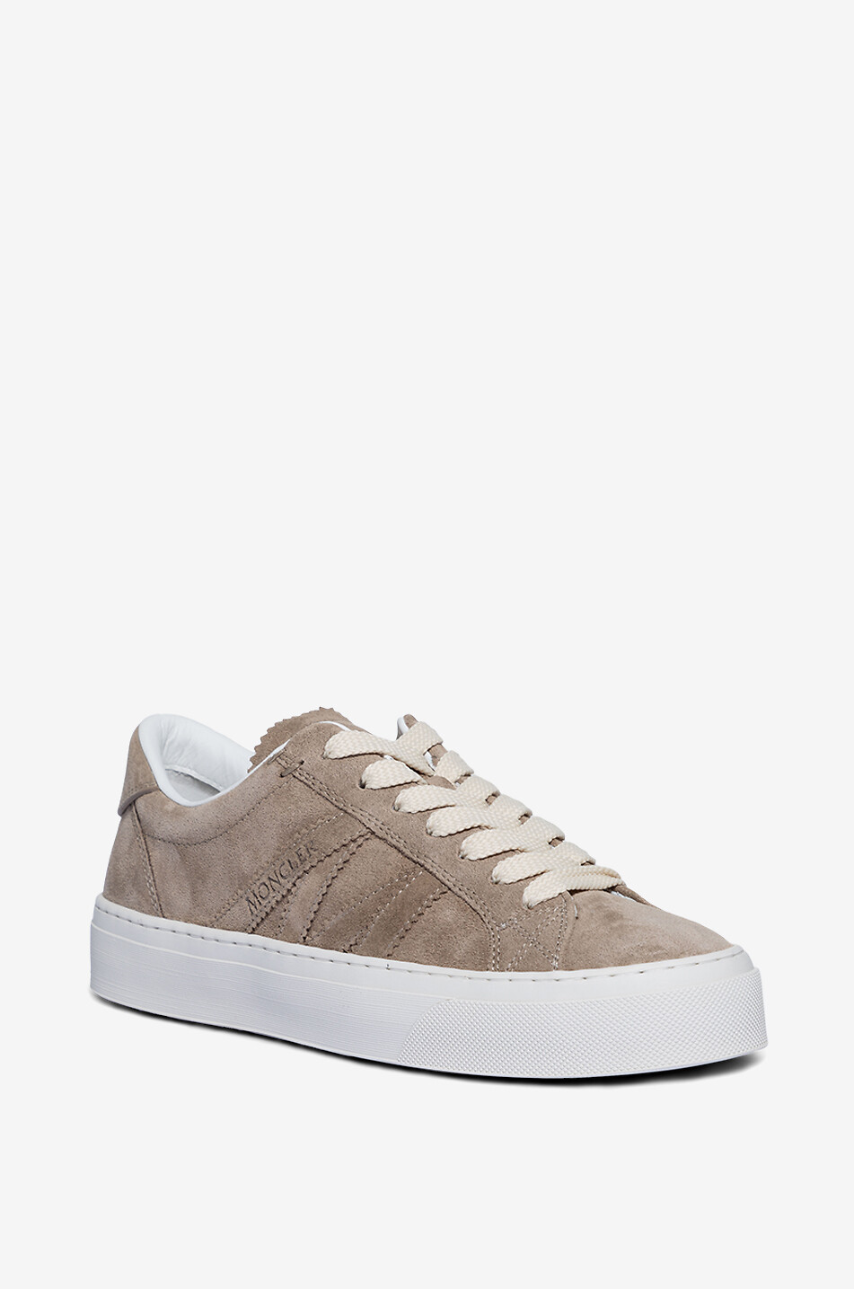MONCLER Niedrige Schnürsneakers aus Wildleder Monaco2 Damen BEIGE 1