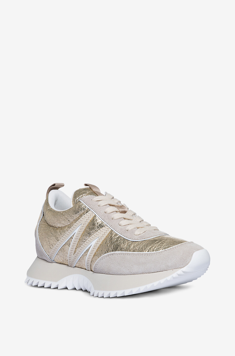 MONCLER Pacey cracked gold-tone low-top sneakers Women GOLDEN 1