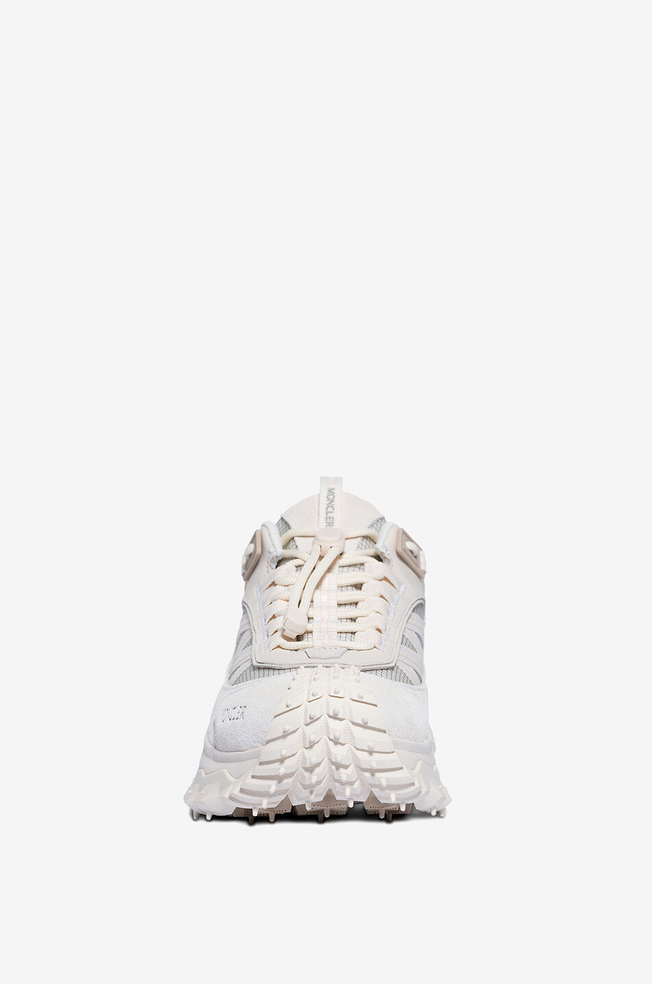 MONCLER Niedrige Sneakers aus kariertem Stoff und Wildleder Trailgrip Damen Hellbeige 2