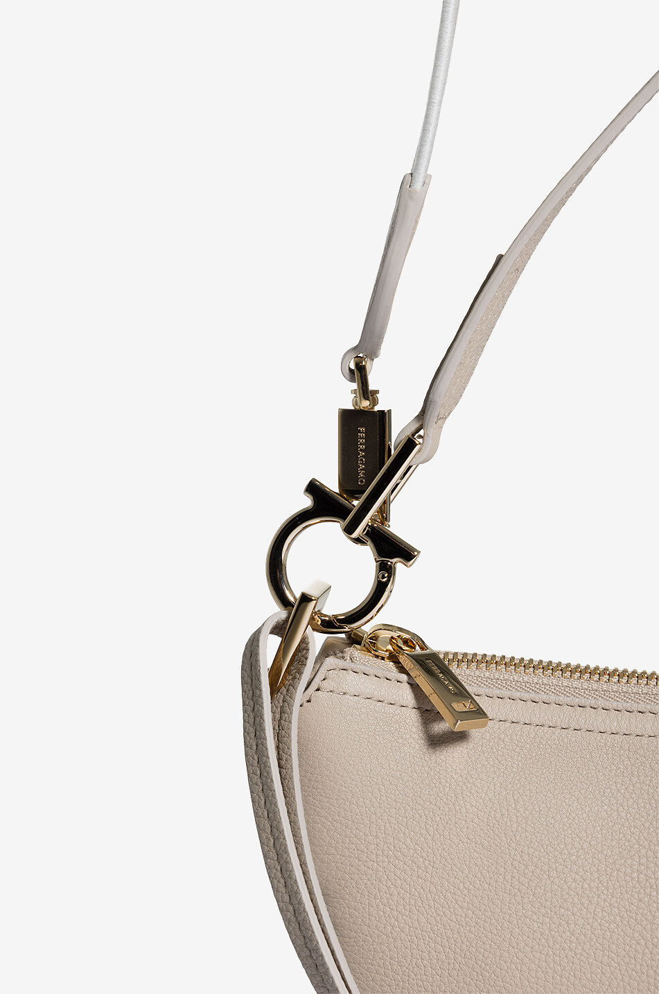 SALVATORE FERRAGAMO Smile Small hobo bag in grained leather Women BEIGE 6