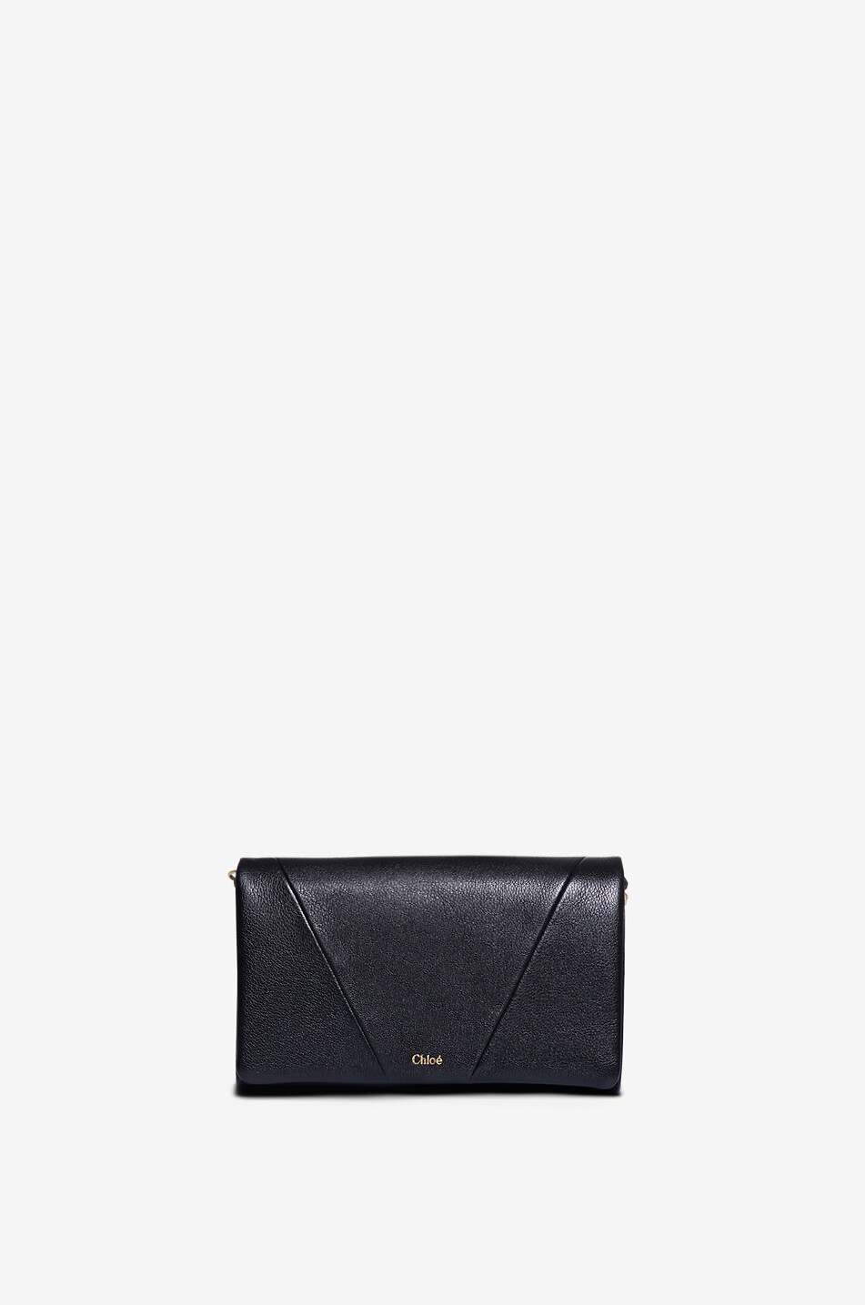 Portefeuille chaîne en cuir grainé Chloé Spin Flap