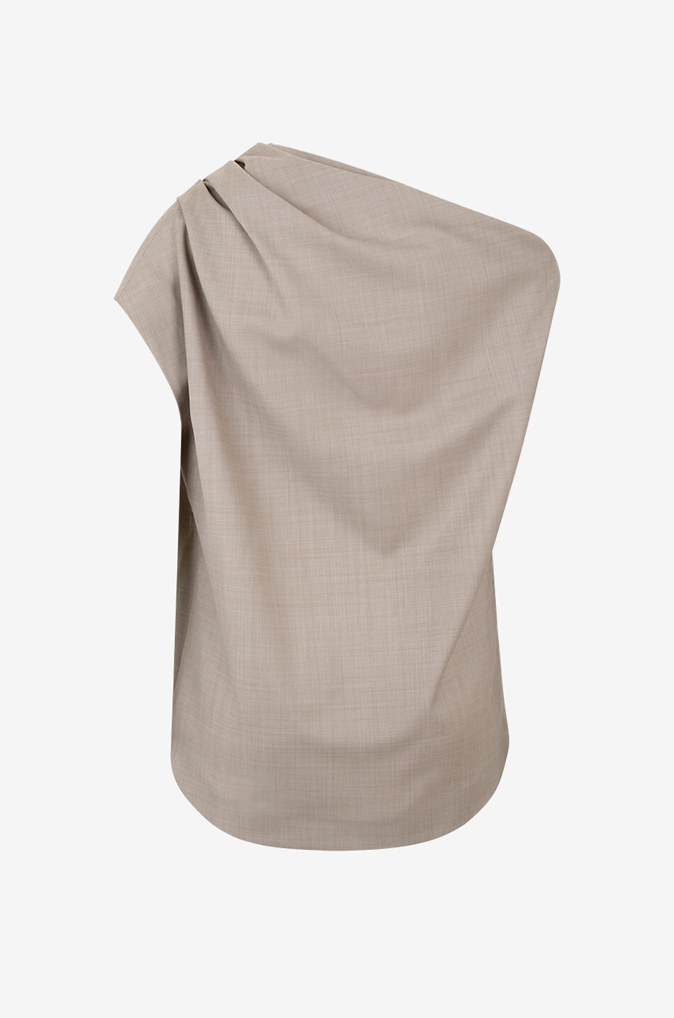 LOULOU STUDIO Top drapé sans manches en laine vierge Lyra Femme BEIGE 2