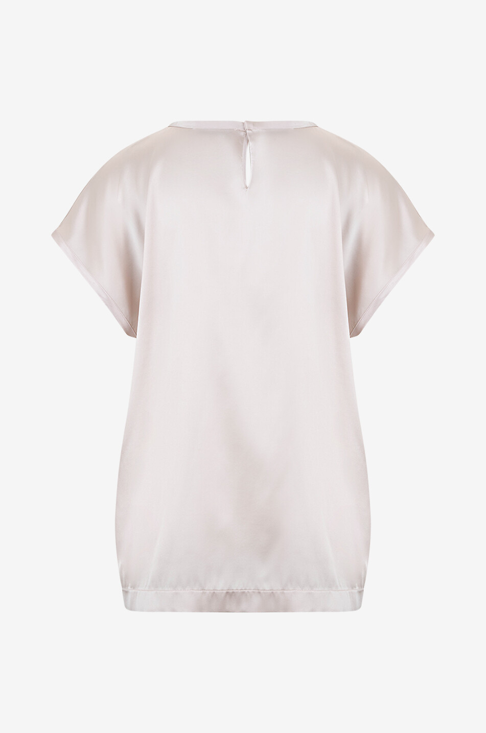 PANICALE Top en satin de soie à manches courtes brodé perles Femme ROSE CLAIR 2