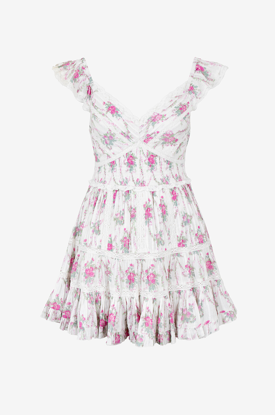 LOVESHACKFANCY Presline floral cotton mini dress Women MULTI COLOURED 1