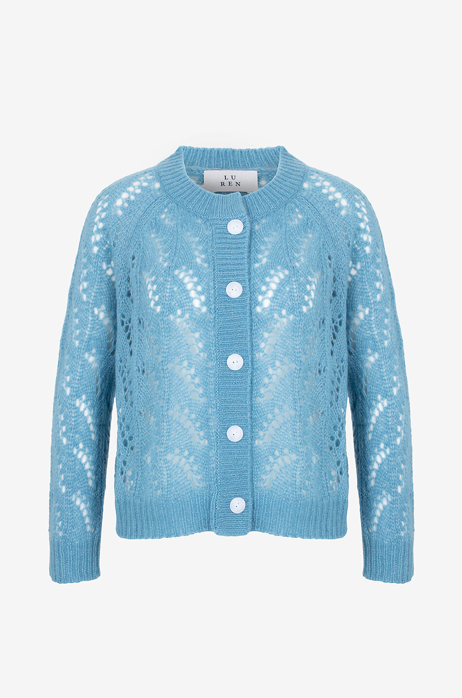 LU REN Carla cashmere and silk openwork knit cardigan Women MEDIUM BLUE 1