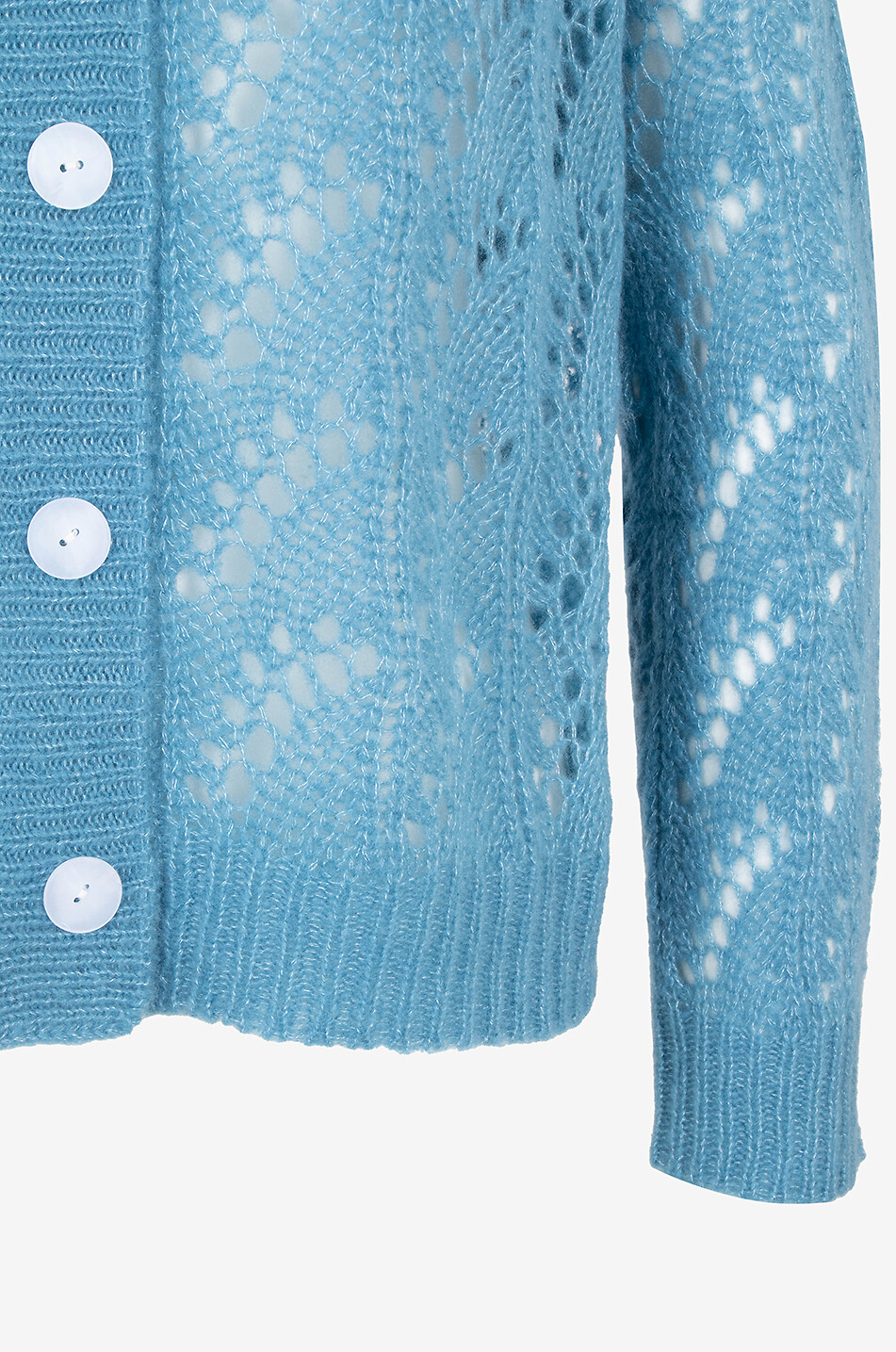 LU REN Carla cashmere and silk openwork knit cardigan Women MEDIUM BLUE 3
