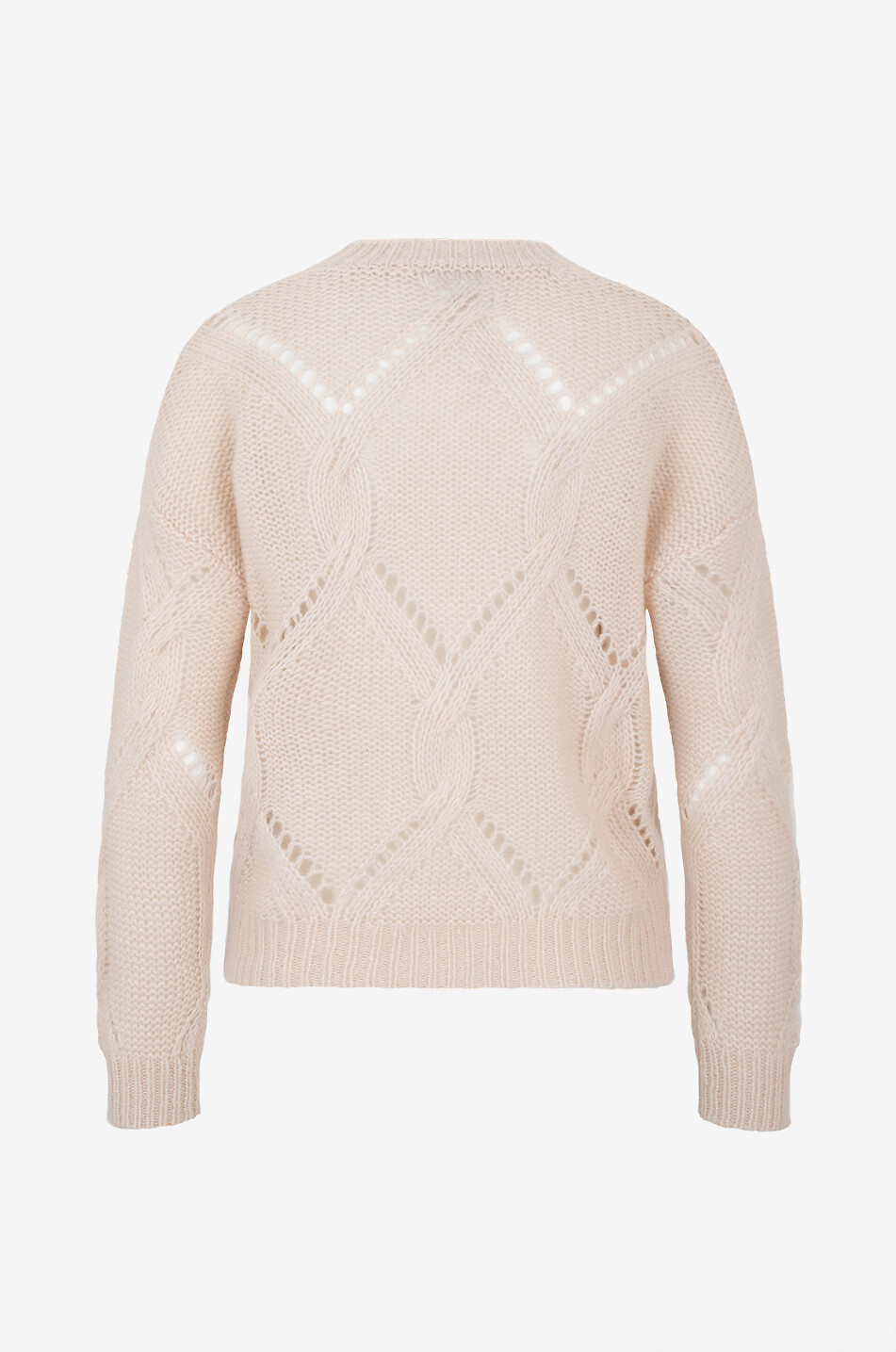 LU REN Lochstrickpullover mit Rundhalsausschnitt aus Kaschmir und Seide Almira Damen Hellbeige 2