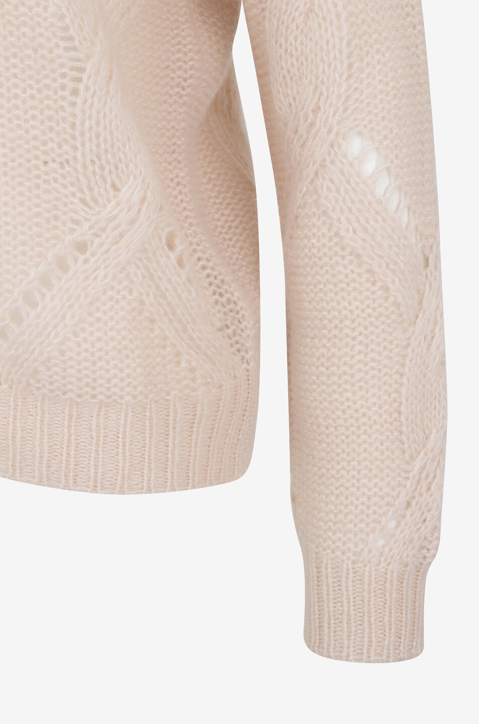LU REN Lochstrickpullover mit Rundhalsausschnitt aus Kaschmir und Seide Almira Damen Hellbeige 3