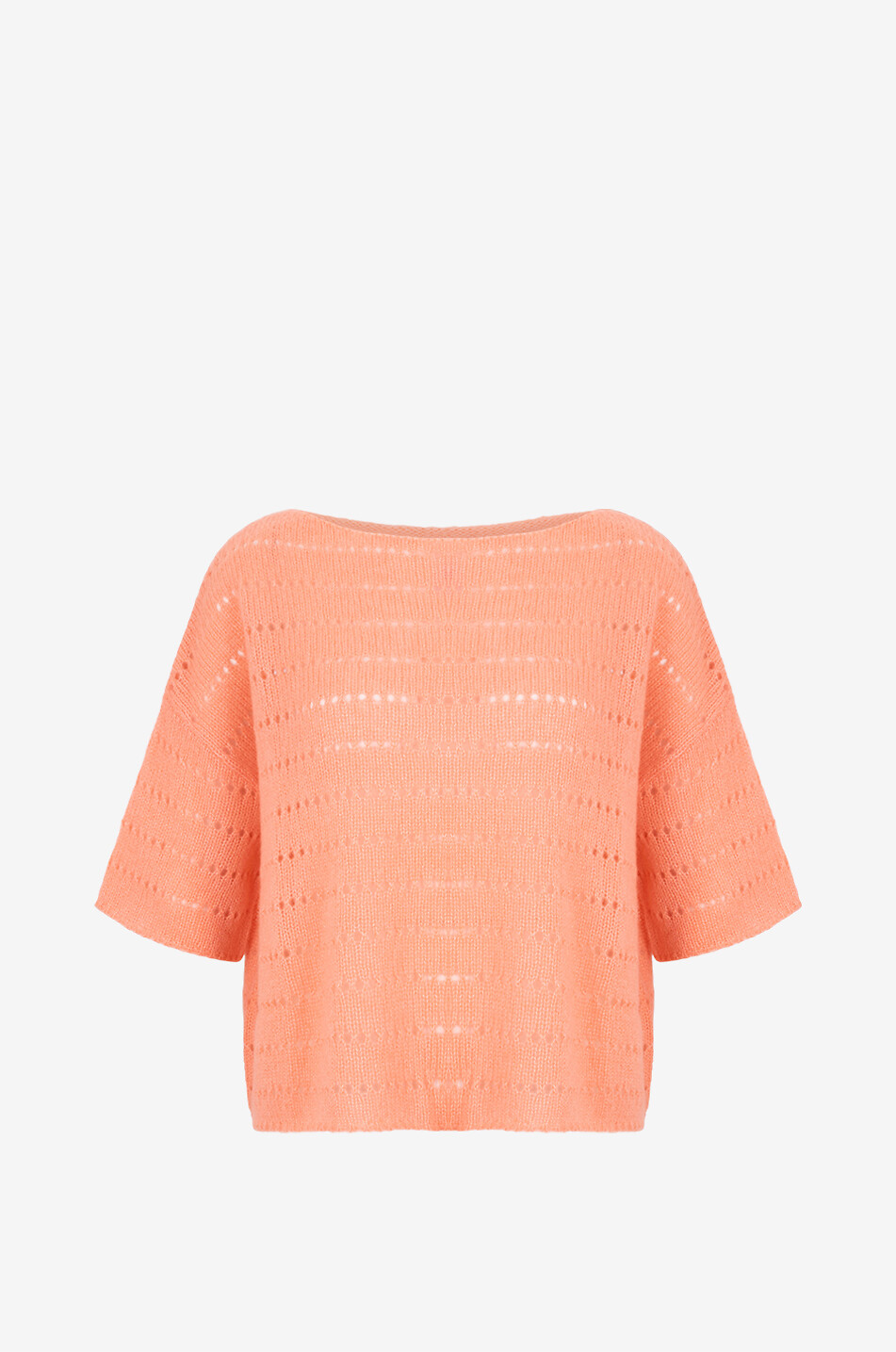 LU REN Elma openwork cashmere and silk boat-neck jumper Women LIGHT ORANGE 1