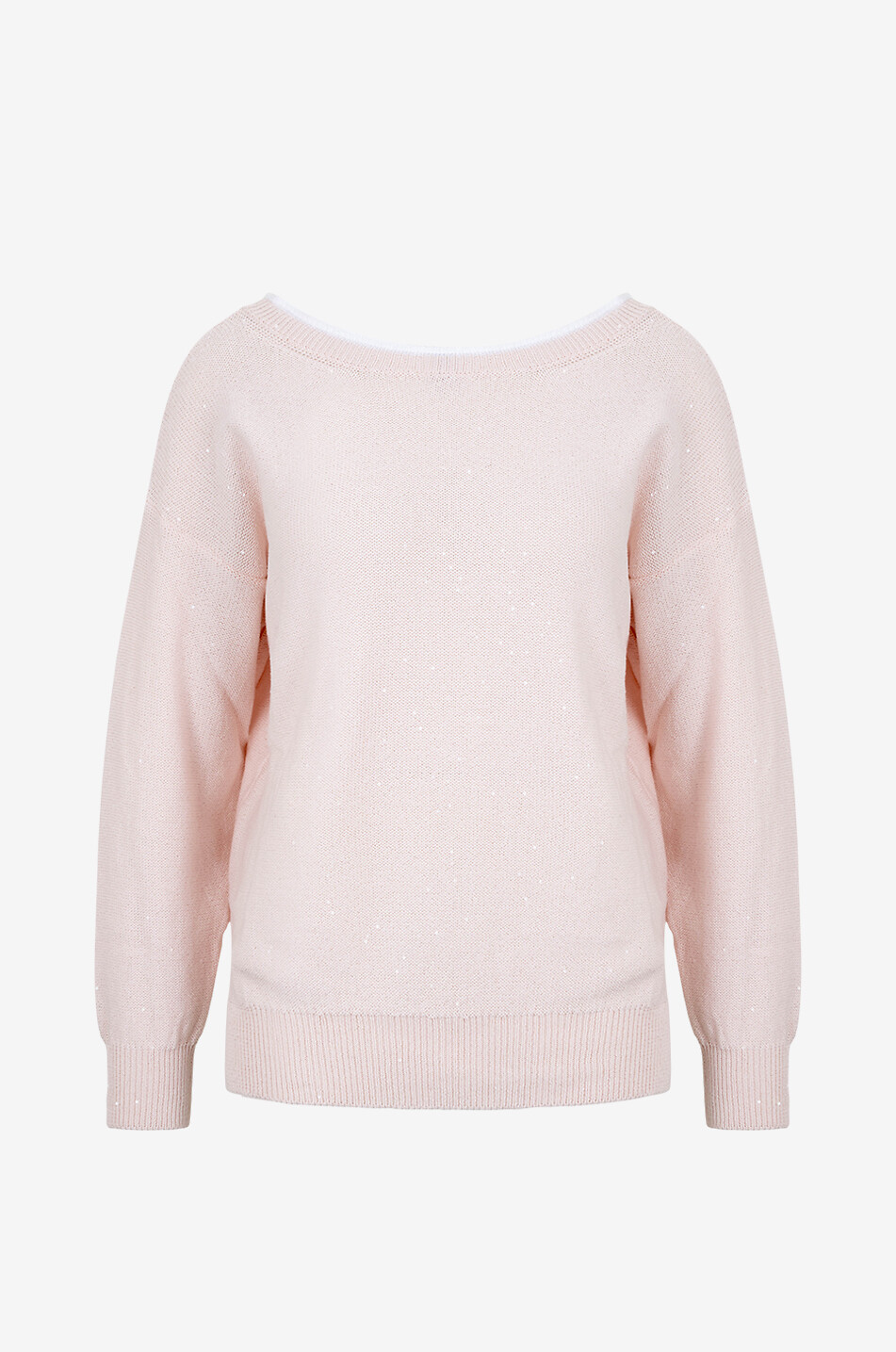 PANICALE Pull à col bateau  en coton à sequins Femme ROSE CLAIR 1