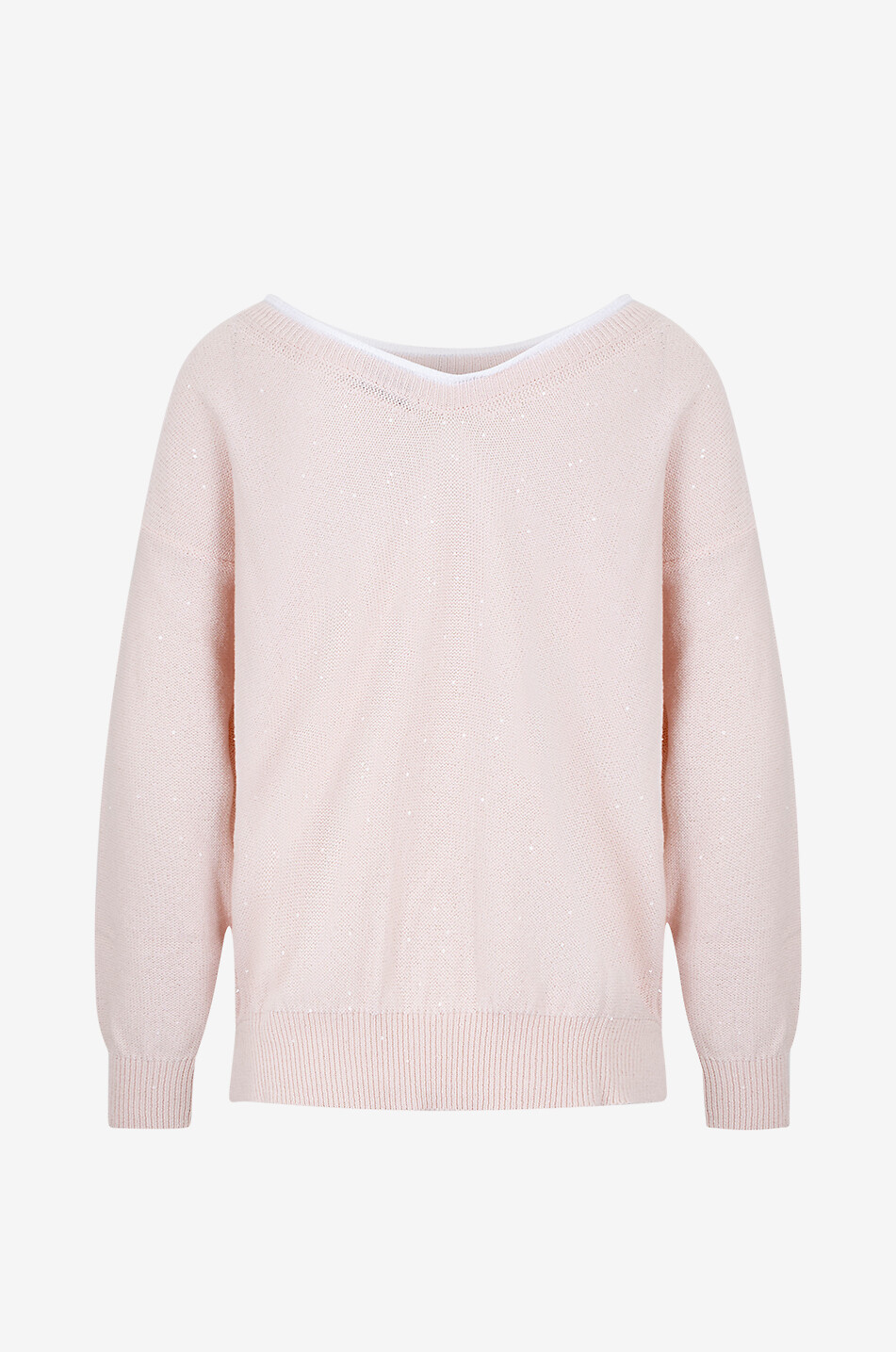 PANICALE Pull à col bateau  en coton à sequins Femme ROSE CLAIR 2