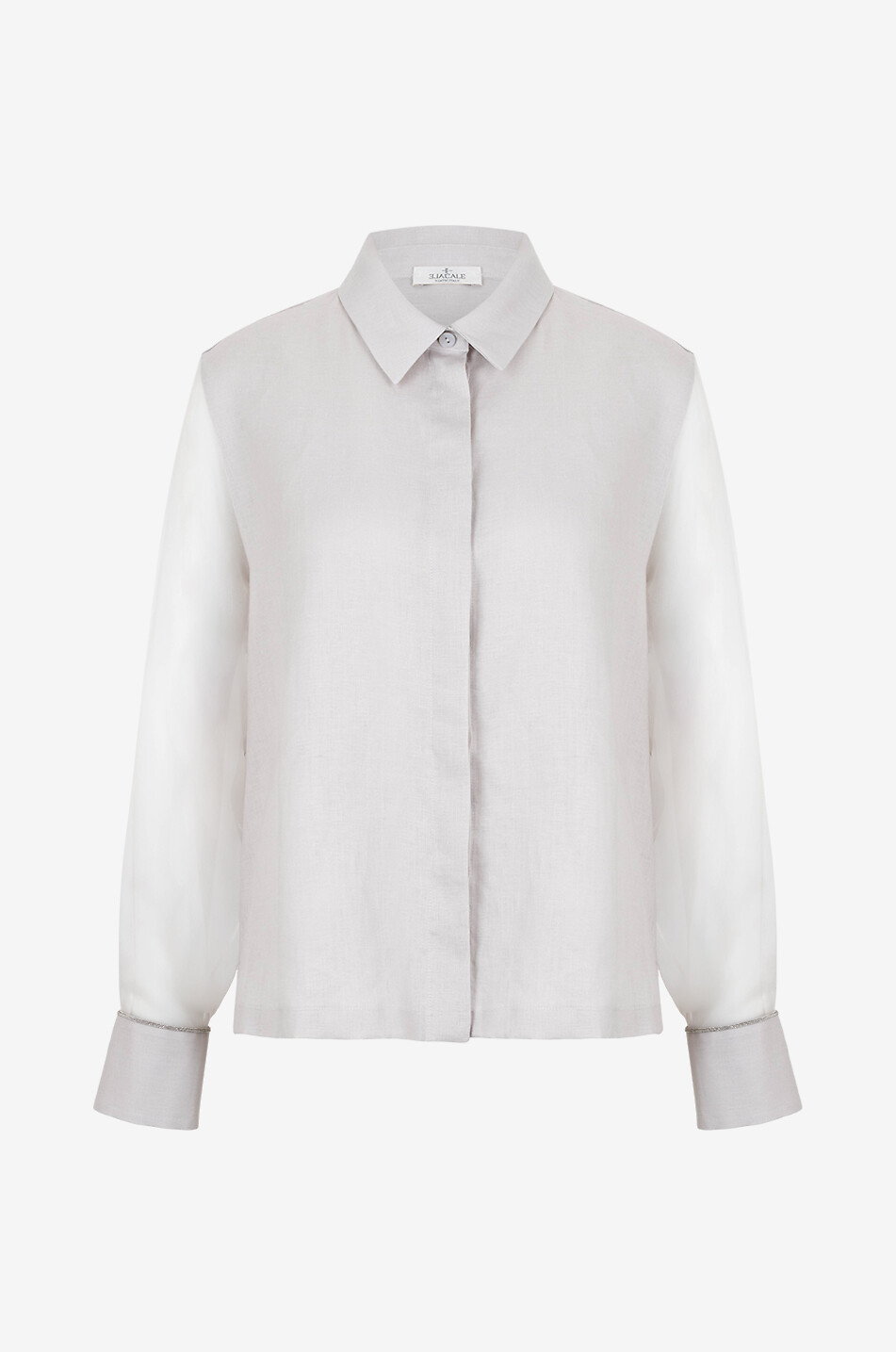 PANICALE Linen long-sleeved shirt Women LIGHT GREY 1