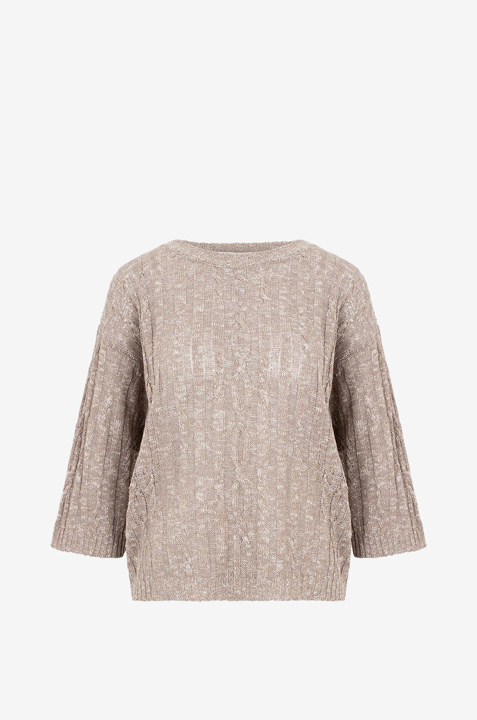 PANICALE Melierter Zopfstrickpullover aus Baumwolle Damen BEIGE 1
