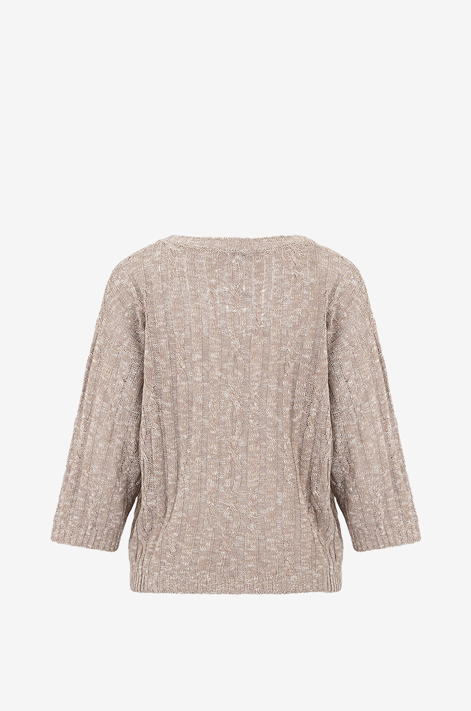PANICALE Melierter Zopfstrickpullover aus Baumwolle Damen BEIGE 2