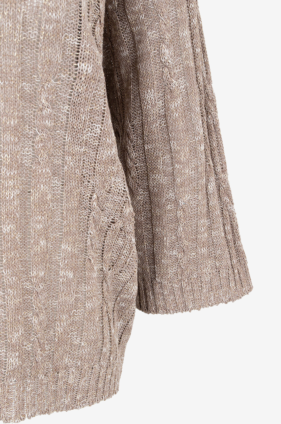 PANICALE Melierter Zopfstrickpullover aus Baumwolle Damen BEIGE 3