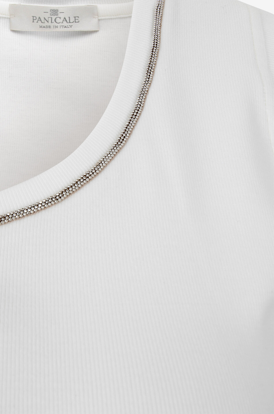 PANICALE Bead embroidered cotton tank top Women WHITE 3