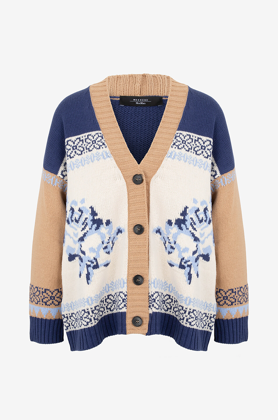 Henry oversize V-neck jacquard cardigan