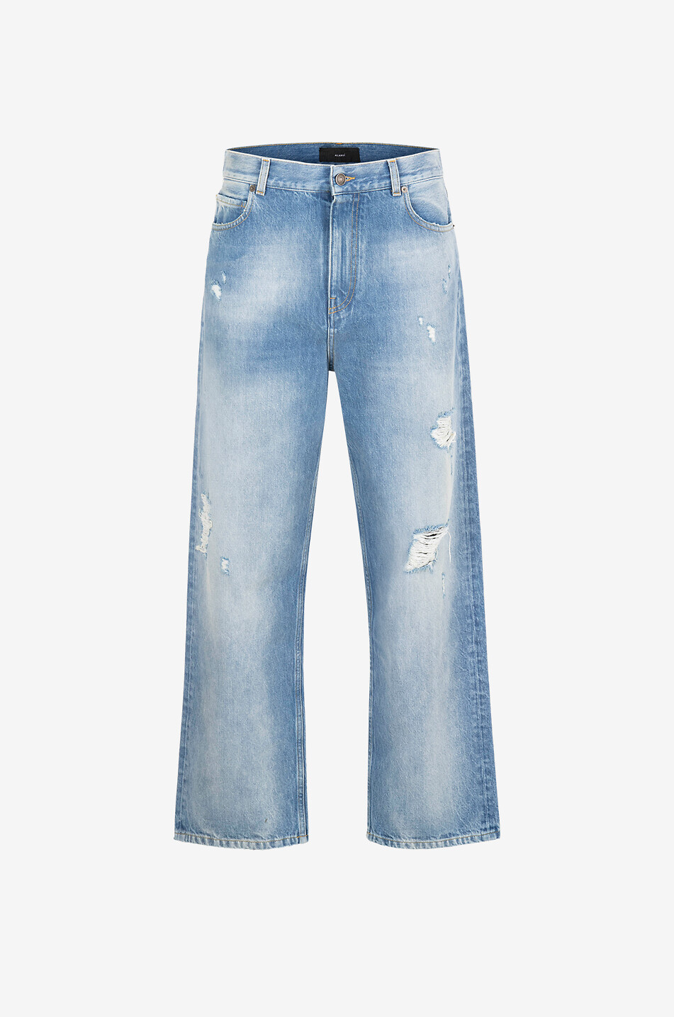 ALANUI Cotton straight-leg distressed jeans Men BLUE 1