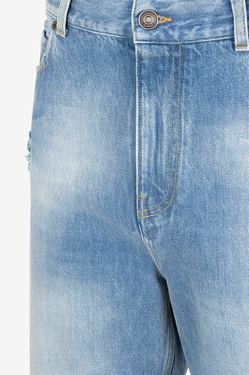 ALANUI Cotton straight-leg distressed jeans Men BLUE 3