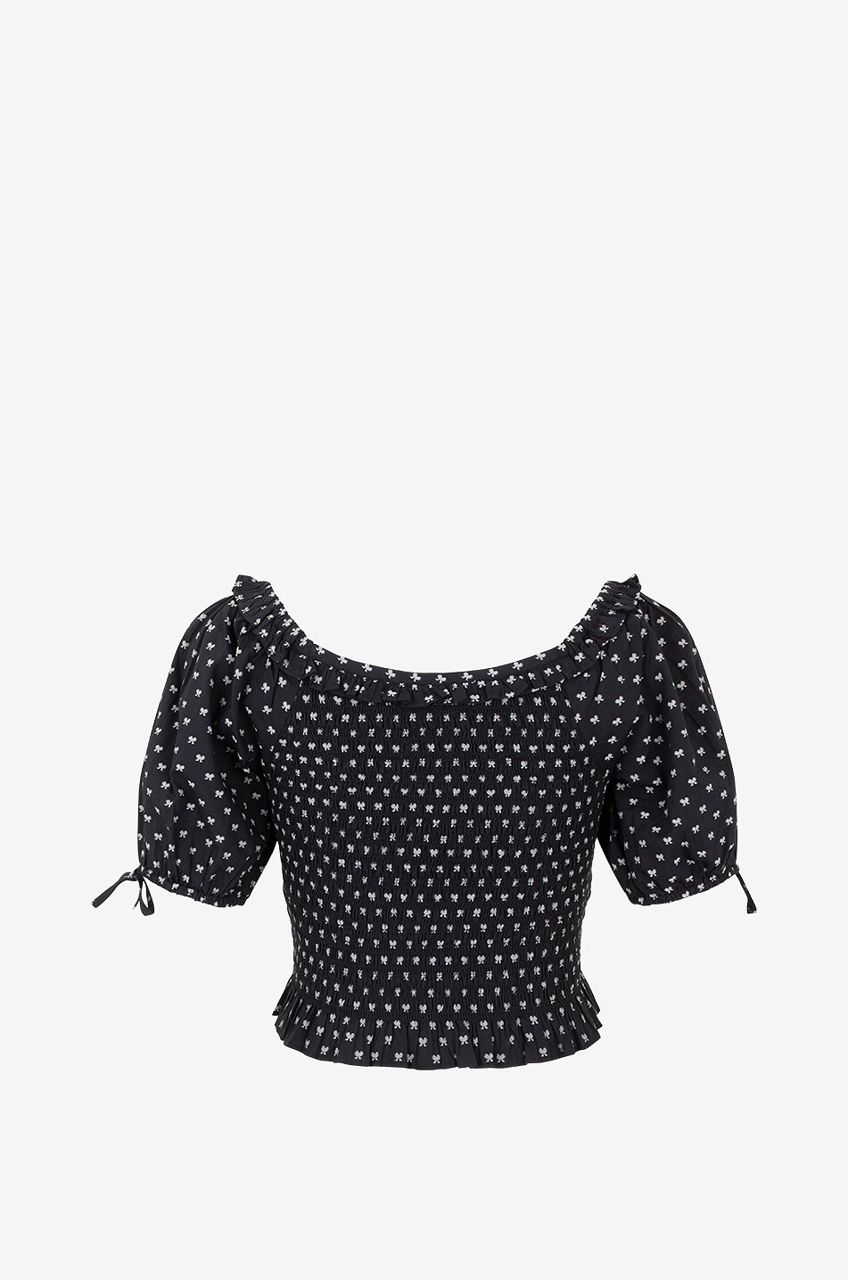LOVESHACKFANCY Top en coton motif noeuds Molly Femme BLEU FONCE 2
