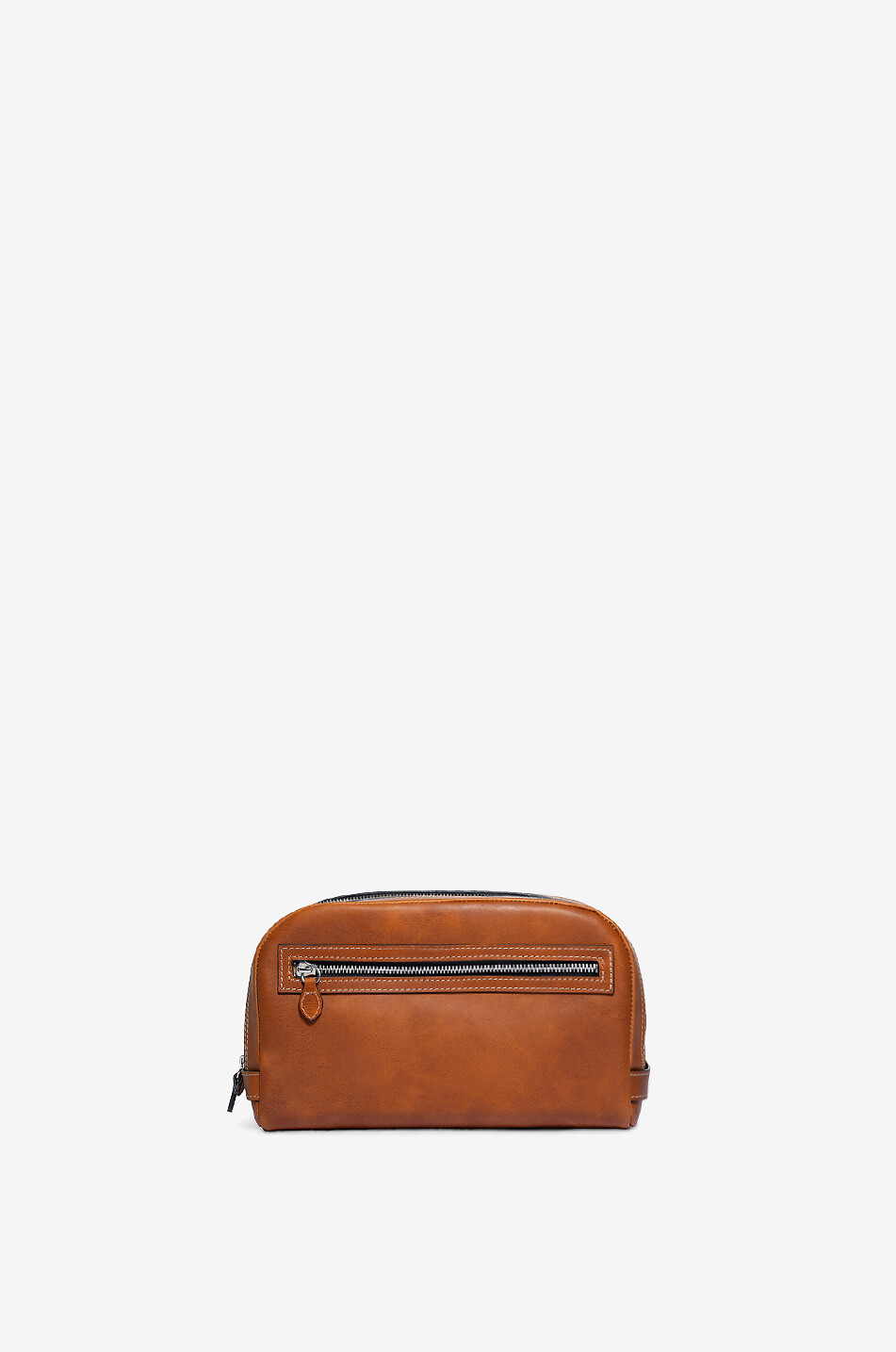 Large leather toiletry bag with two compartments