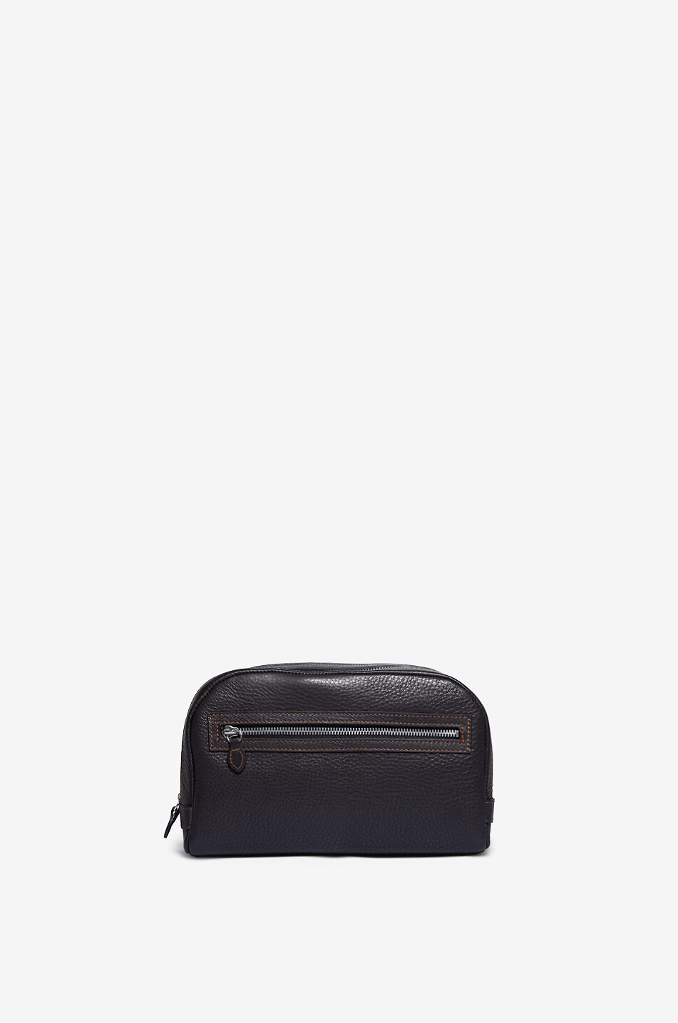 Large leather toiletry bag with two compartments