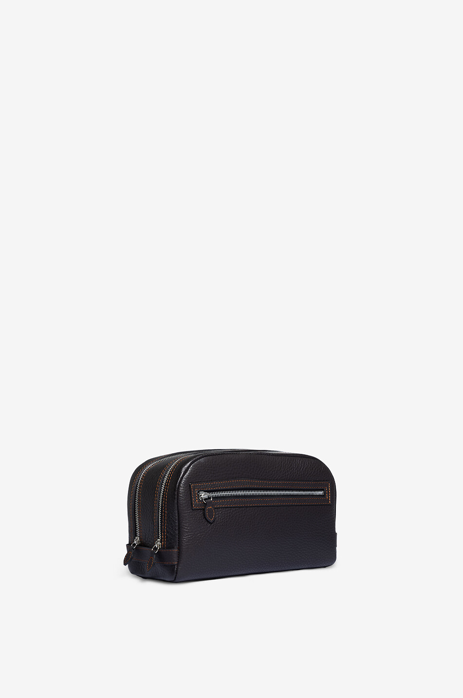 F. HAMMANN Large leather toiletry bag with two compartments Men DARK BROWN 2