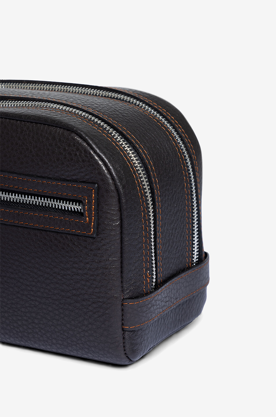 F. HAMMANN Large leather toiletry bag with two compartments Men DARK BROWN 5