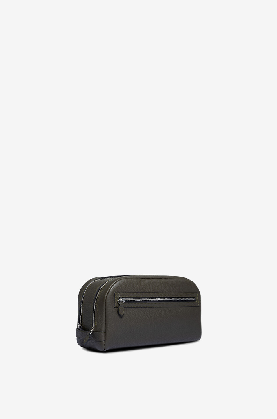 F. HAMMANN Grande trousse de toilette en cuir à deux compartiments Homme VERT FONCÉ 2