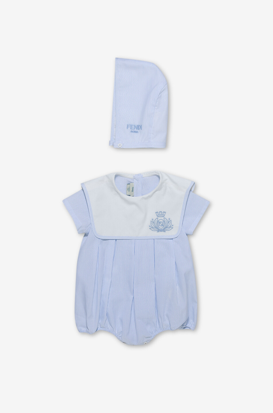 FENDI Coffret bébé trois pièces en jacquard rayé Fendi Roma Bébé BLEU CLAIR 1