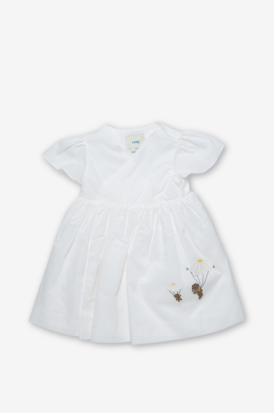 FENDI Robe portefeuille bébé en mousseline Fendi Bear Skydiver Bébé BLANC 1