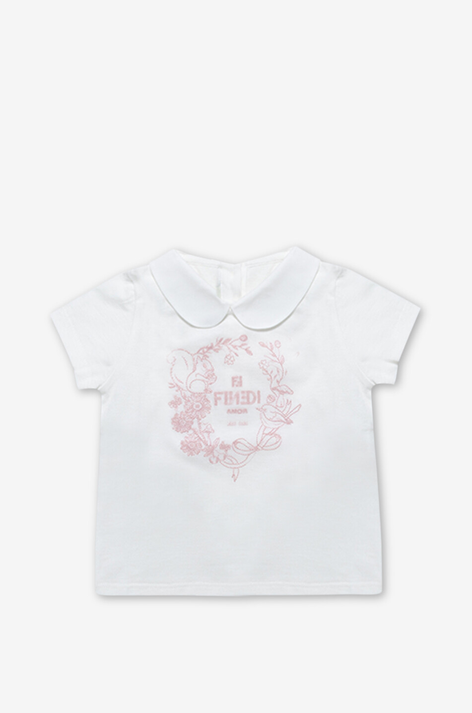 TDYです❁︎ Flower and logo embroidered baby mixed-material T-shirt - FENDI