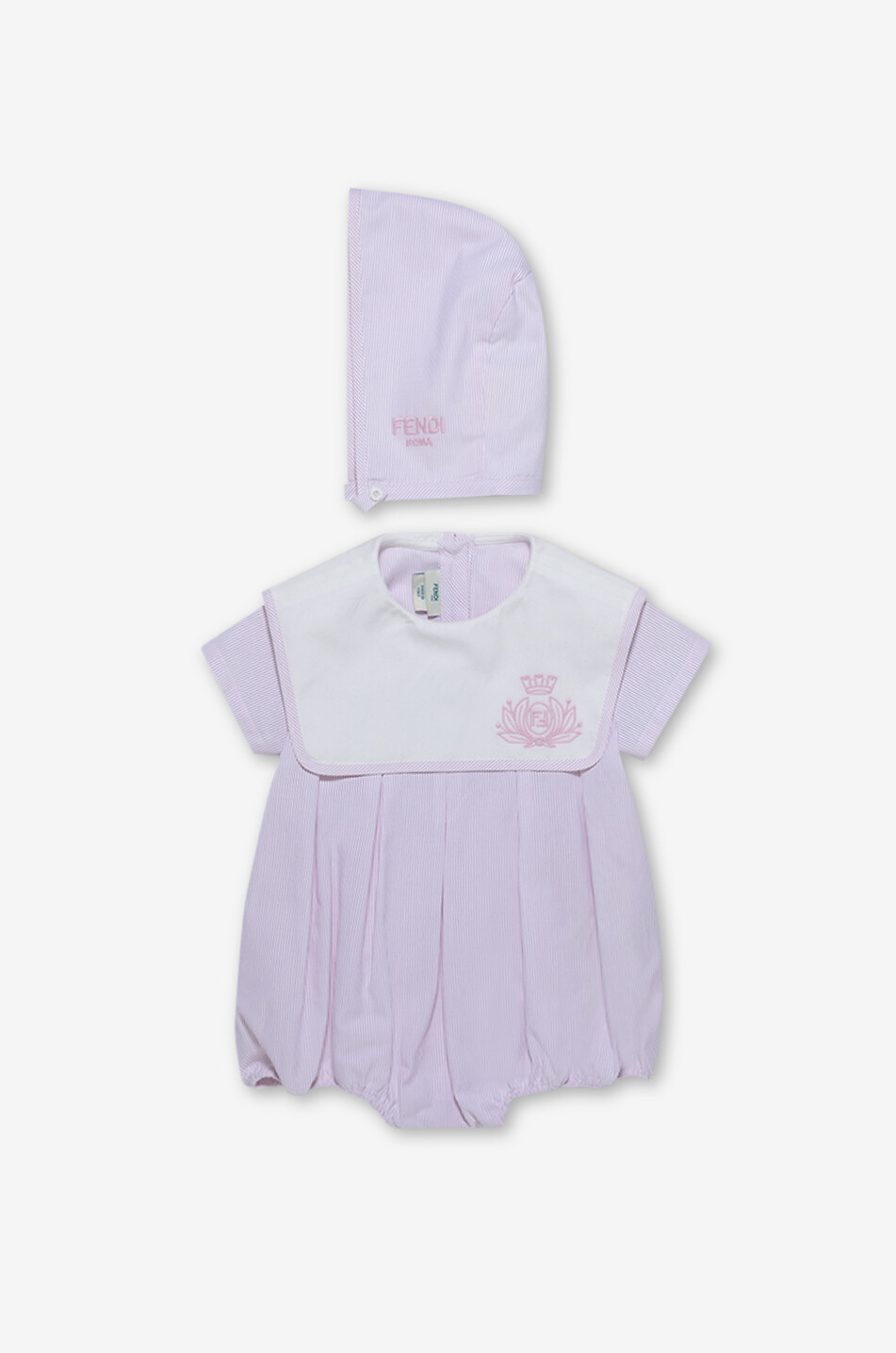 FENDI Coffret bébé trois pièces en jacquard rayé Fendi Roma Bébé ROSE CLAIR 1