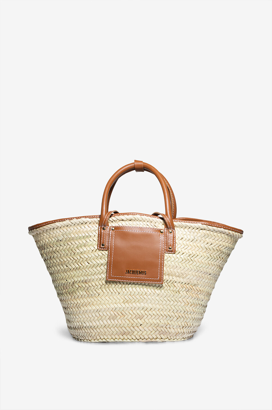 JACQUEMUS Korb aus Bast und Leder Le Panier Soli Damen HELLBRAUN 1