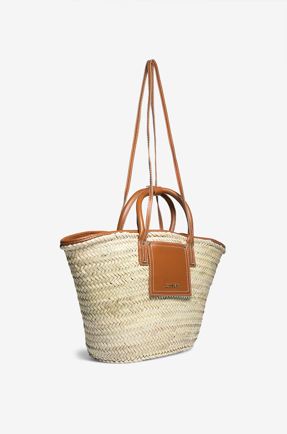 JACQUEMUS Korb aus Bast und Leder Le Panier Soli Damen HELLBRAUN 2