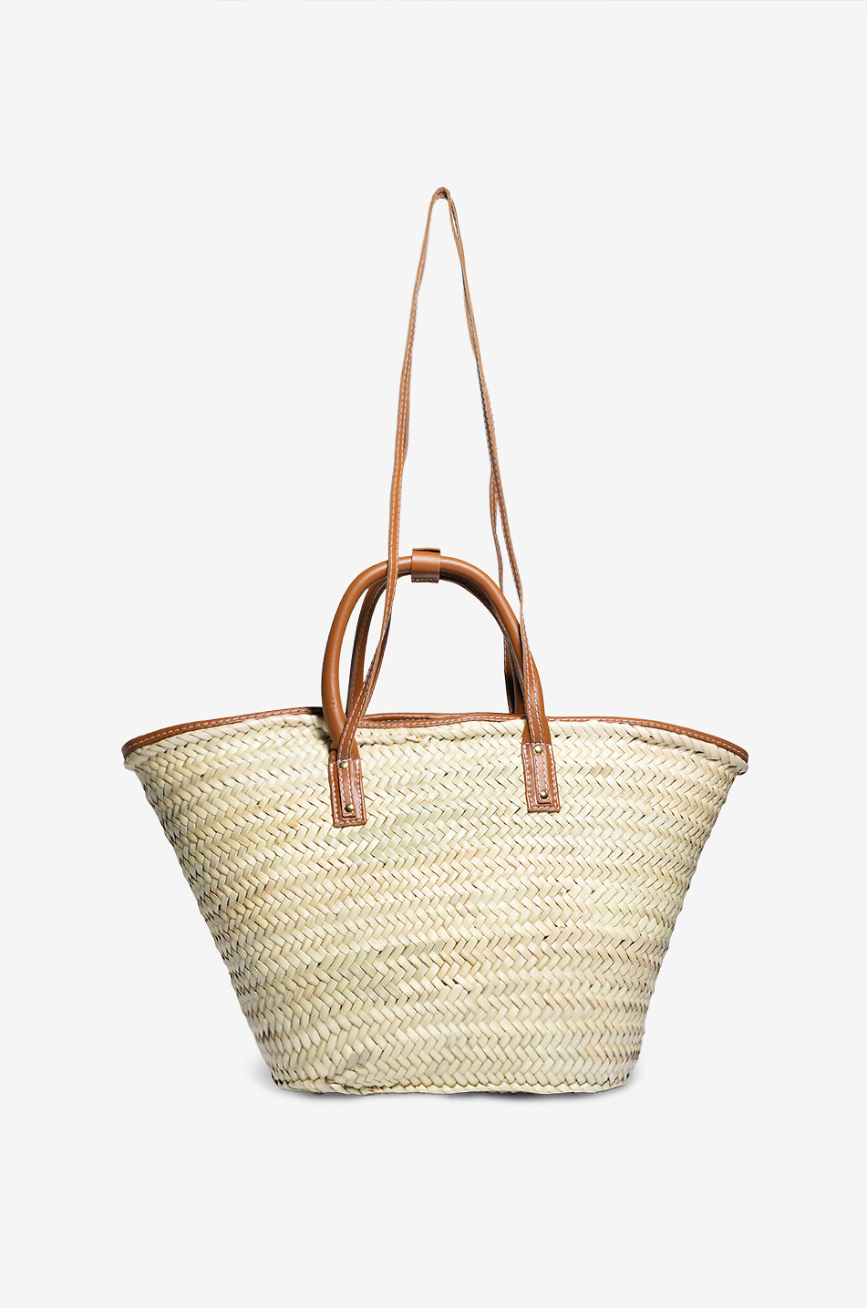 JACQUEMUS Korb aus Bast und Leder Le Panier Soli Damen HELLBRAUN 3