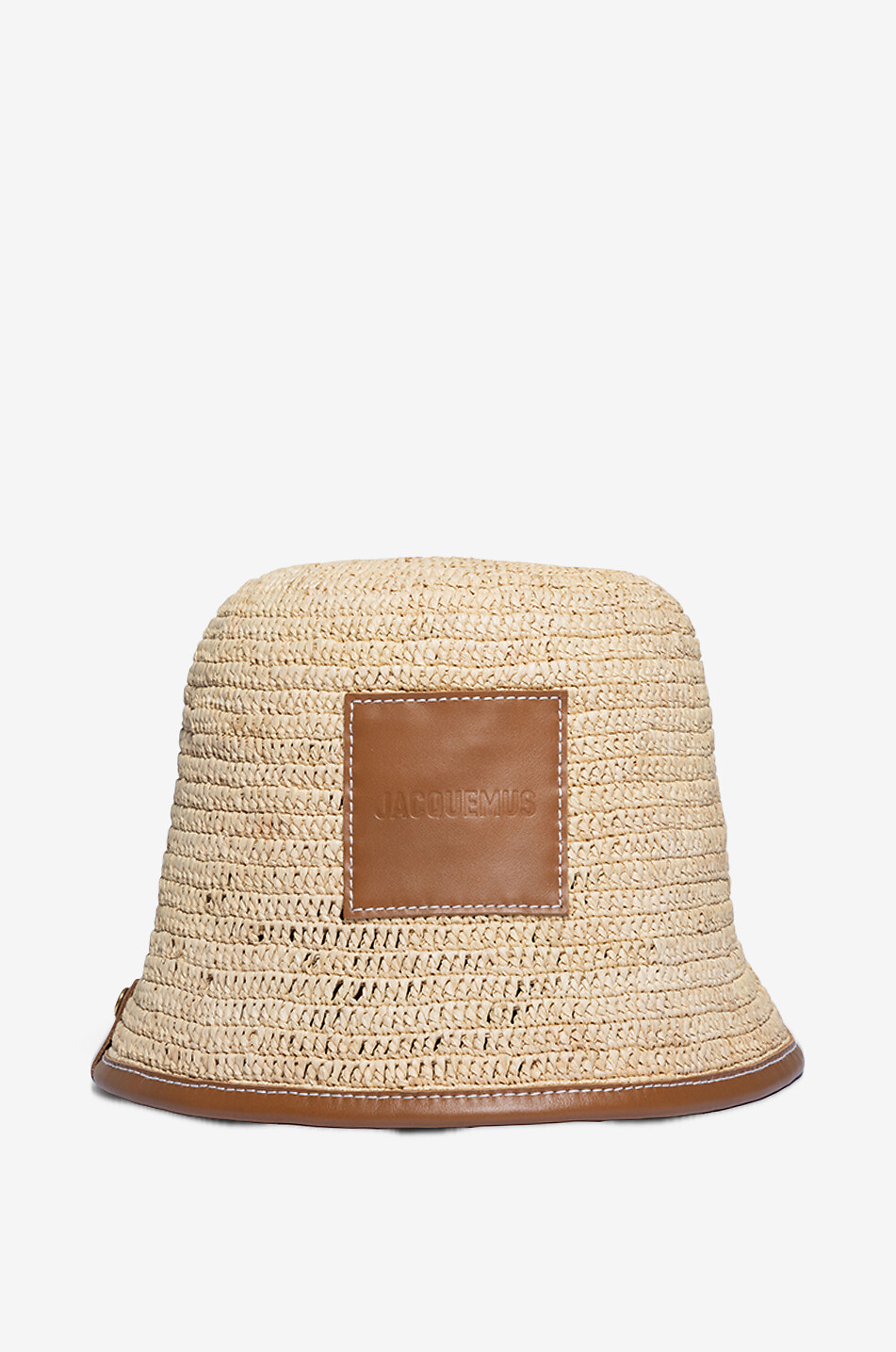 JACQUEMUS Anglerhut aus Bast und Leder Le bob Soli Damen HELLBRAUN 1